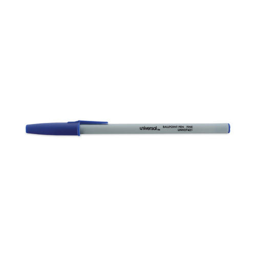 Ballpoint Pen, Stick, Fine 0.7 Mm, Blue Ink, Gray Barrel, Dozen