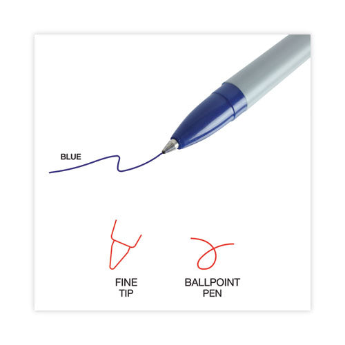 Ballpoint Pen, Stick, Fine 0.7 Mm, Blue Ink, Gray Barrel, Dozen