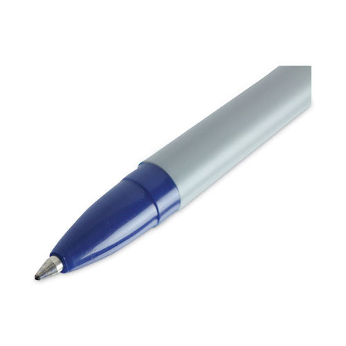 Ballpoint Pen, Stick, Fine 0.7 Mm, Blue Ink, Gray Barrel, Dozen