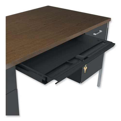 Double Pedestal Steel Desk, 60" X 30" X 29.5", Mocha/black