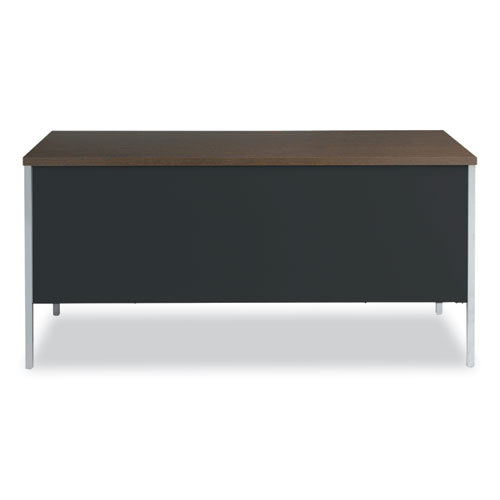 Double Pedestal Steel Desk, 60" X 30" X 29.5", Mocha/black