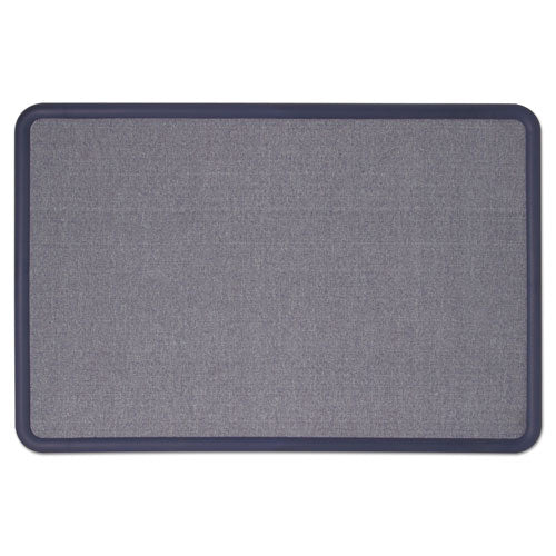 Contour Fabric Bulletin Board, 36 X 24, Light Blue Surface, Navy Blue Plastic Frame