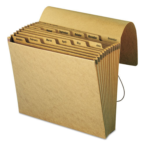 Indexed Expanding Kraft Files, 12 Sections, Elastic Cord Closure, 1/12-cut Tabs, Letter Size, Kraft