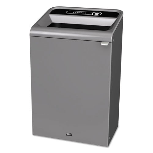 Configure Indoor Recycling Waste Receptacle, Landfill, 23 Gal, Metal, Gray