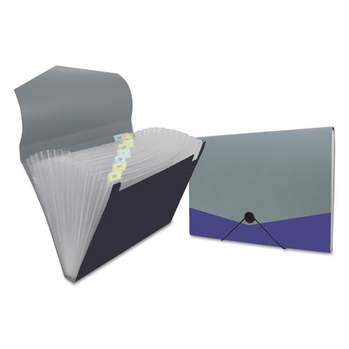 Poly Expanding Files, 13 Sections, Cord/hook Closure, 1/12-cut Tabs, Letter Size, Metallic Blue/steel Gray