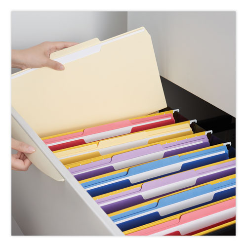 Top Tab File Folders, 1/2-cut Tabs: Assorted, Legal Size, 0.75" Expansion, Manila, 100/box