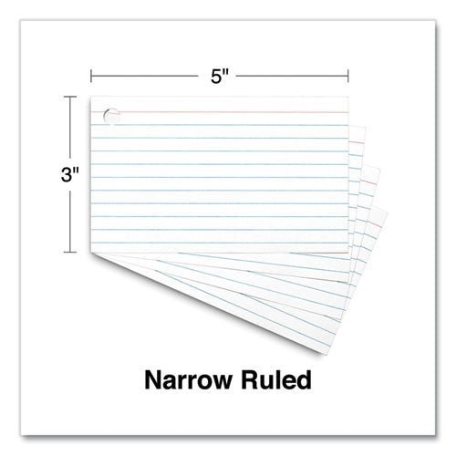 Ring Index Cards, Ruled, 3 X 5, White, 100/pack