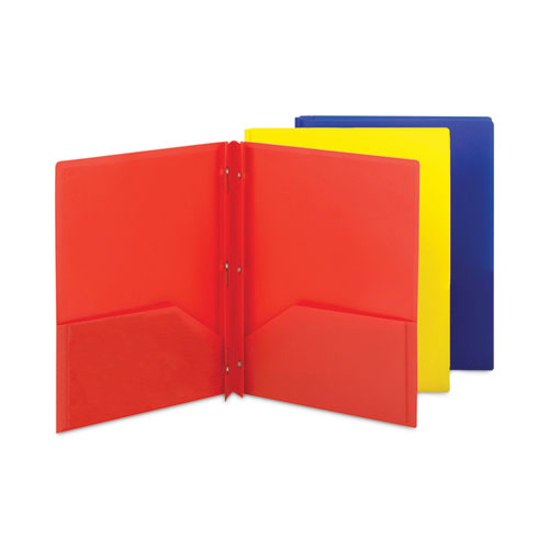 Poly Two-pocket Folder With Fasteners, 130-sheet Capacity, 11 X 8.5, Assorted, 6/pack