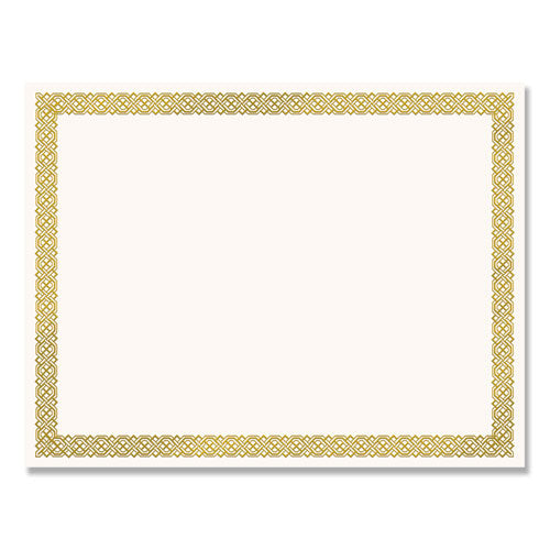 Foil Border Certificates, 8.5 X 11, Ivory/gold With Channel Gold Border, 12/pack