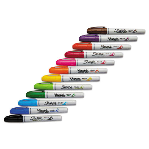 Brush Tip Permanent Marker, Medium Brush Tip, Assorted Colors, 12/set