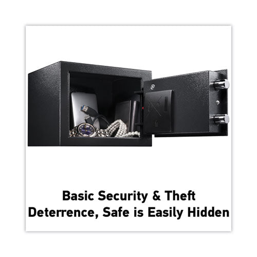 Electronic Security Safe, 0.14 Cu Ft, 9w X 6.6d X 6.6h, Black