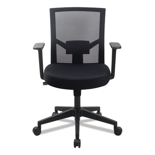 Mesh Back Fabric Task Chair, Supports Up To 275 Lb, 17.32" To 21.1" Seat Height, Black Seat, Black Back