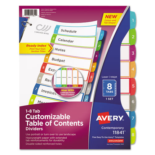 Customizable Toc Ready Index Multicolor Tab Dividers, 31-tab, 1 To 31, 11 X 8.5, White, Contemporary Color Tabs, 1 Set