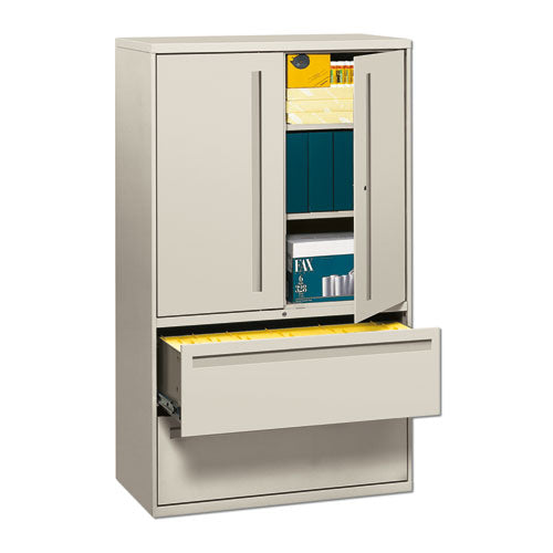 Brigade 700 Series Lateral File, Three-shelf Enclosed Storage, 2 Legal/letter-size File Drawers, Putty, 36" X 18" X 64.25"