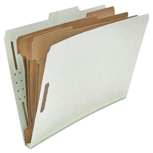 Eight-section Pressboard Classification Folders, 3" Expansion, 3 Dividers, 8 Fasteners, Legal Size, Gray Exterior, 10/box