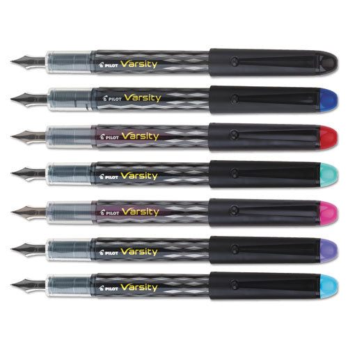 Varsity Fountain Pen, Medium 1 Mm, Assorted Ink Colors, Gray Pattern Wrap, 7/pack