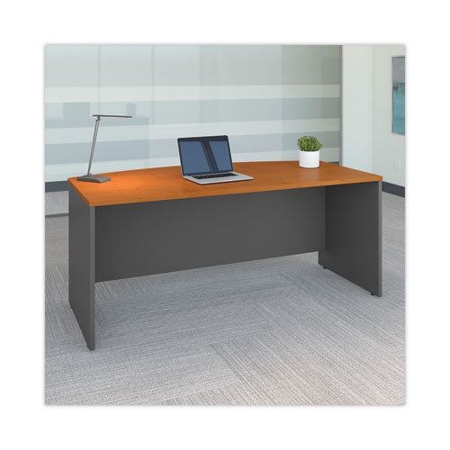 Series C Collection Bow Front Desk, 71.13" X 36.13" X 29.88", Natural Cherry/graphite Gray