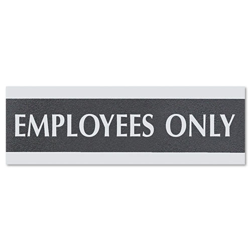 Century Series Office Sign, Visitors Must Sign In, 9 X 3, Black/silver
