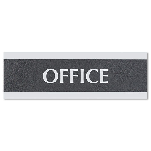 Century Series Office Sign, Visitors Must Sign In, 9 X 3, Black/silver