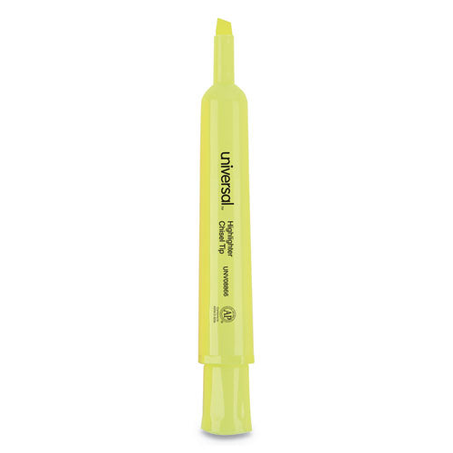 Desk Highlighter Value Pack, Fluorescent Yellow Ink, Chisel Tip, Yellow Barrel, 36/pack