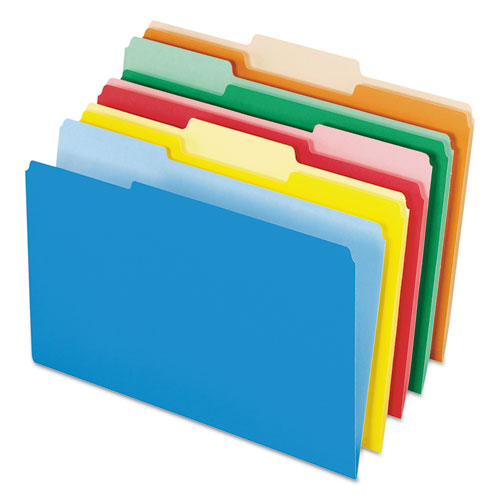 Interior File Folders, 1/3-cut Tabs: Assorted, Letter Size, Assorted Colors: Blue/green/orange/red/yellow, 100/box