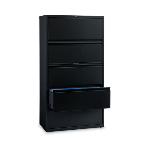 Lateral File Cabinet, 5 Letter/legal/a4-size File Drawers, Black, 30 X 18.62 X 67.62