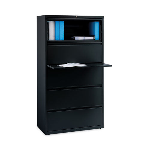 Lateral File Cabinet, 5 Letter/legal/a4-size File Drawers, Black, 30 X 18.62 X 67.62