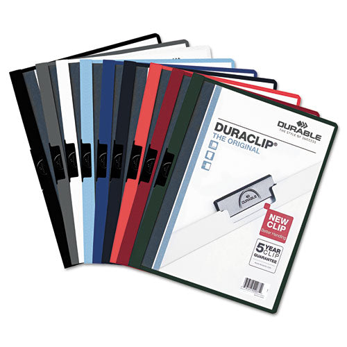Duraclip Report Cover, Clip Fastener,  8.5 X 11, Clear/black, 5/pack
