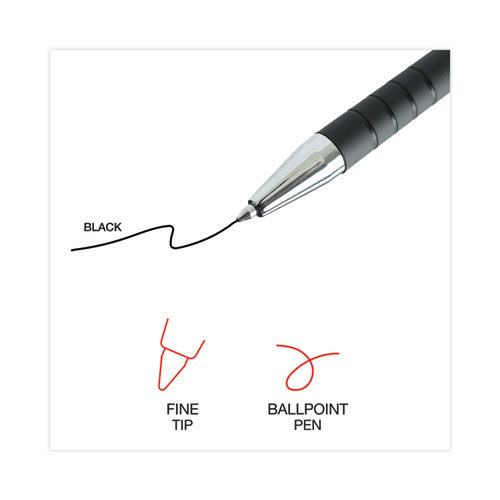 Ballpoint Pen, Retractable, Fine 0.7 Mm, Black Ink, Black Barrel, Dozen