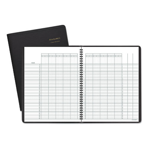 Undated Class Record Book, Nine To 10 Week Term: Two-page Spread (35 Students), 10.88 X 8.25, Black Cover