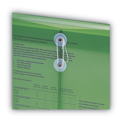 Poly String And Button Interoffice Envelopes, Open-end (vertical), 9.75 X 11.63, Transparent Green, 5/pack