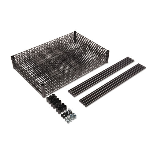 Nsf Certified Industrial Four-shelf Wire Shelving Kit, 36w X 24d X 72h, Black