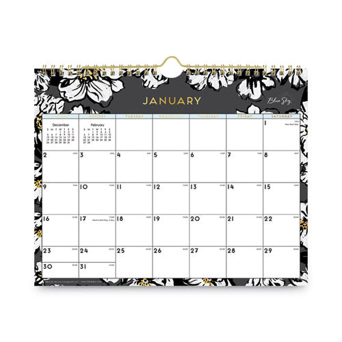 Baccara Dark Wall Calendar, Baccara Dark Floral Artwork, 11 X 8.75, White/black Sheets, 12-month (jan To Dec): 2023