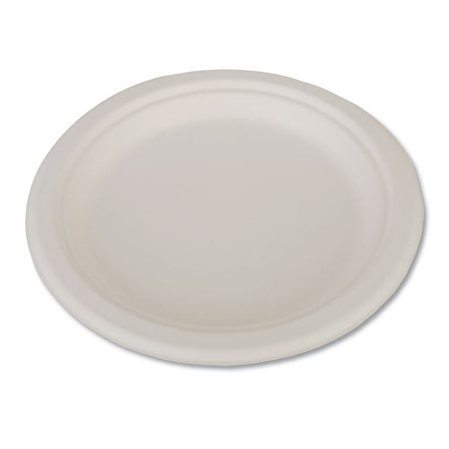 Champware Heavyweight Bagasse Dinnerware, Plate, 10" Dia, White, 500/carton