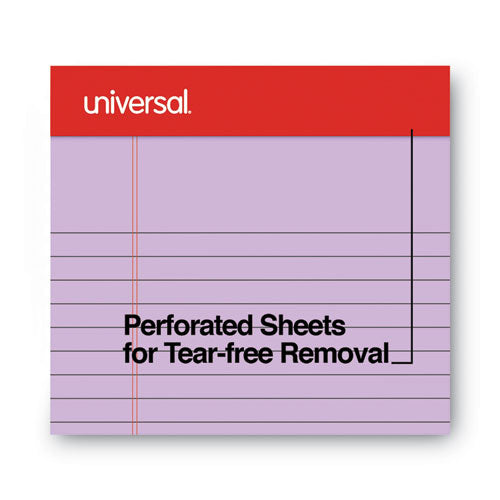 Colored Perforated Ruled Writing Pads, Narrow Rule, 50 Orchid 5 X 8 Sheets, Dozen