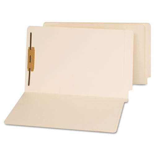 Reinforced End Tab Fastener Folders, 0.75" Expansion, 1 Fastener, Letter Size, Manila Exterior, 50/box