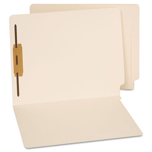 Reinforced End Tab Fastener Folders, 0.75" Expansion, 1 Fastener, Letter Size, Manila Exterior, 50/box