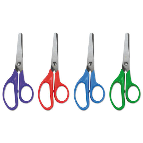 Fiskars Kids/Student Scissors, Rounded Tip, 5 Long, 1.75 Cut Length,  Assorted Straight Handles