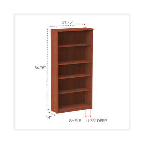 Alera Valencia Series Bookcase, Five-shelf, 31.75w X 14d X 64.75h, Medium Cherry