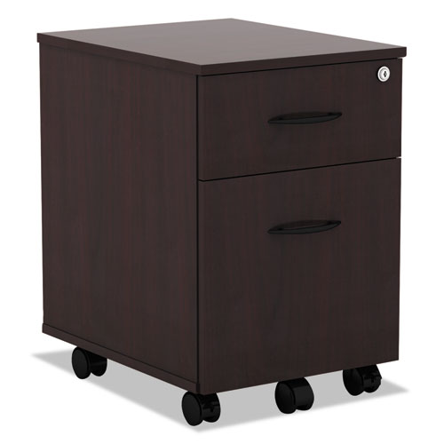 Alera Valencia Series Mobile Pedestal, Left/right, 2-drawers: Box/file, Legal/letter, Modern Walnut, 15.88" X 19.13" X 22.88"