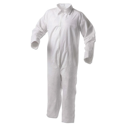 A35 Liquid And Particle Protection Coveralls, Zipper Front, Hooded, Elastic Wrists And Ankles, Large, White, 25/carton