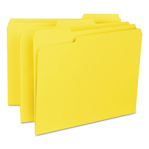 Interior File Folders, 1/3-cut Tabs: Assorted, Letter Size, 0.75" Expansion, Yellow, 100/box