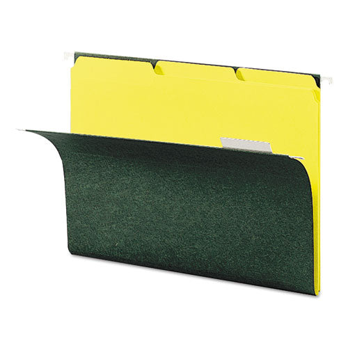 Interior File Folders, 1/3-cut Tabs: Assorted, Letter Size, 0.75" Expansion, Yellow, 100/box