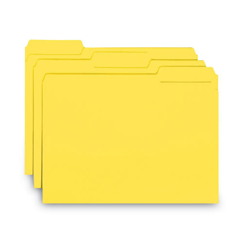 Interior File Folders, 1/3-cut Tabs: Assorted, Letter Size, 0.75" Expansion, Yellow, 100/box