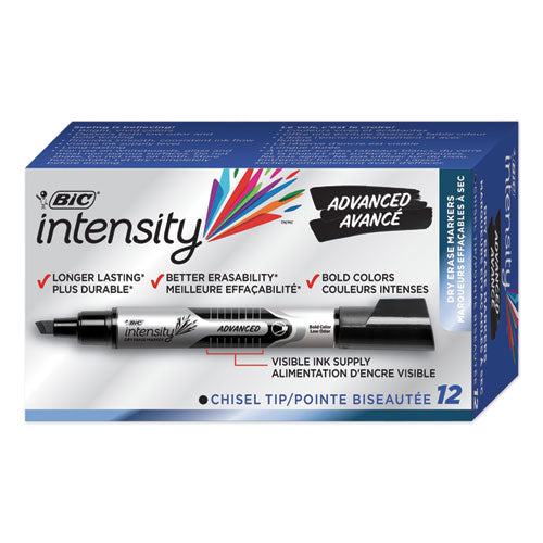 Intensity Advanced Dry Erase Marker, Tank-style, Broad Chisel Tip, Assorted Colors, Dozen