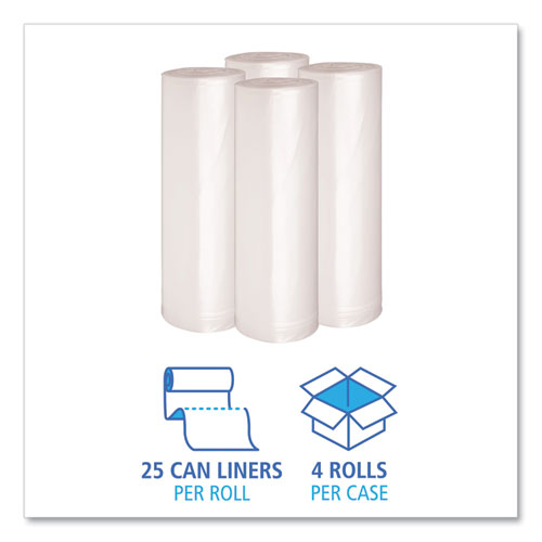 Recycled Low-density Polyethylene Can Liners, 60 Gal, 1.4 Mil, 38" X 58", Clear, 10 Bags/roll, 10 Rolls/carton