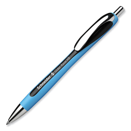 Slider Rave Xb Ballpoint Pen, Retractable, Extra-bold 1.4 Mm, Black Ink, Black/light Blue Barrel