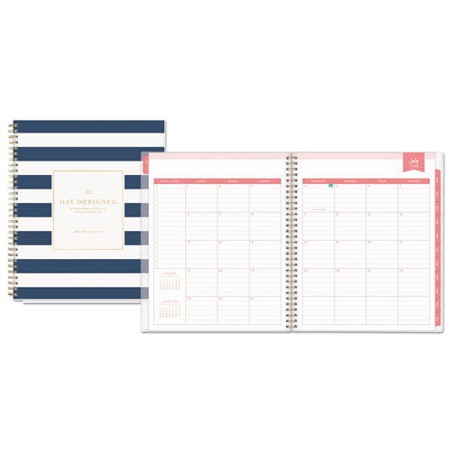 Day Designer Daily/monthly Frosted Planner, Rugby Stripe Artwork, 10x8, Black/white Cover, 12-month (july To June): 2022-2023