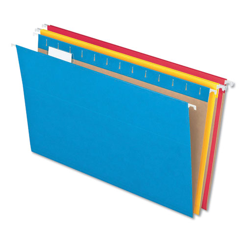 Colored Hanging Folders, Legal Size, 1/5-cut Tabs, Assorted Colors, 25/box