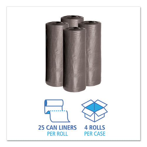 Low-density Waste Can Liners, 30 Gal, 0.95 Mil, 30" X 36", Gray, 25 Bags/roll, 4 Rolls/carton